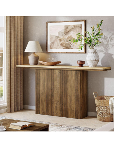 Konsolbord i MDF og møbelplade 160 x 30 cm - Brun/Lysnet træ