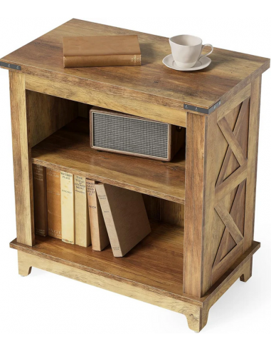 Sidebord med opbevaring i MDF og møbelplade H65 x B60 x D30 cm - Brun