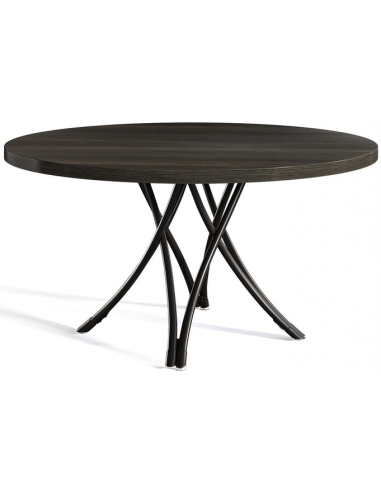Rundt spisebord i metal og møbelplade Ø120 cm - Sort/Mørkebrun