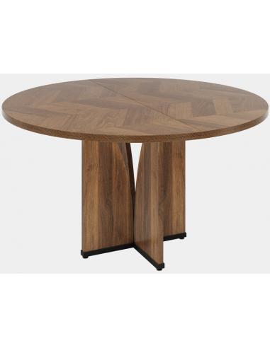 Rundt spisebord i metal og møbelplade Ø100 cm - Sort/Mørkebrun