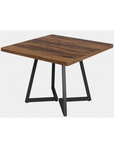 Firkantet spisebord i metal og møbelplade 80 x 80 cm - Sort/Mørkebrun