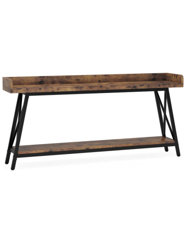 Konsolbord i metal og møbelplade 180 x 29,5 cm - Sort/Brun