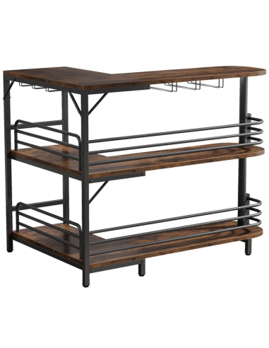 Bardisk i metal og møbelplade H110 x B120 x D90 cm - Sort/Rustik brun