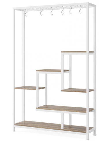 Bogreol i metal og møbelplade H180 x B100 x D30 cm - Hvid/Brun