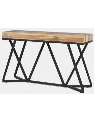 Konsolbord i metal og møbelplade 140 x 30 cm - Sort/Naturbrun