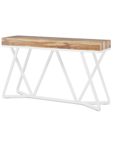 Konsolbord i metal og møbelplade 140 x 30 cm - Hvid/Naturbrun