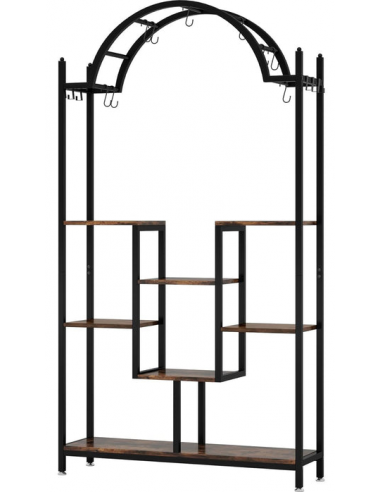 Bogreol i metal og møbelplade H190 x B100 x D30 cm - Sort/Brun