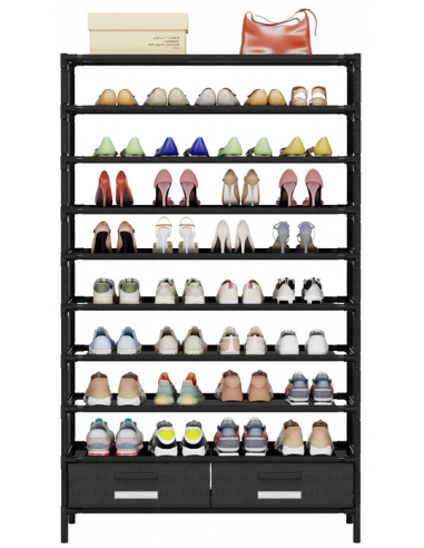 Skoreol i metal og polyester H161 x B85 x D28 cm - Sort/Grå