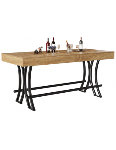 Barbord i metal og møbelplade H90 x B160 x D70 cm - Sort/Naturbrun