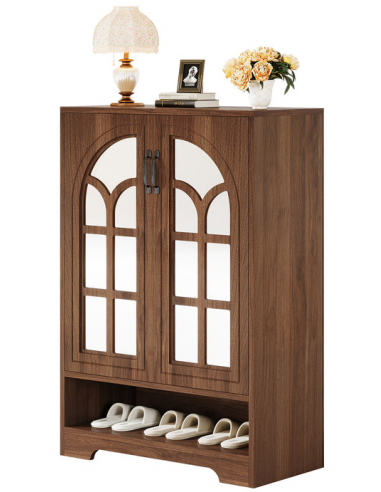 Skoskab i MDF og møbelplade H110,5 x B73,6 x D35,7 cm - Brun