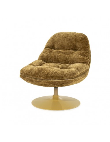 TROMBA Lænestol med drejefod i metal og polyester H84 cm - Sennep/Brun