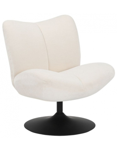 LISE Loungestol med drejefod i metal og chenille H83 cm - Sort/Off-white