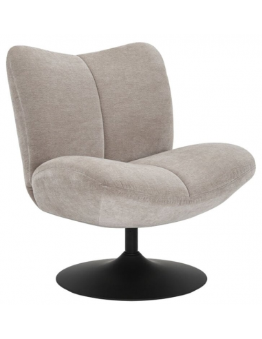 LISE Loungestol med drejefod i metal og chenille H83 cm - Sort/Taupe