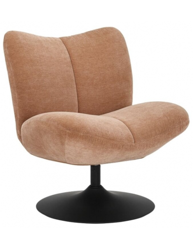 LISE Loungestol med drejefod i metal og chenille H83 cm - Sort/Terracotta