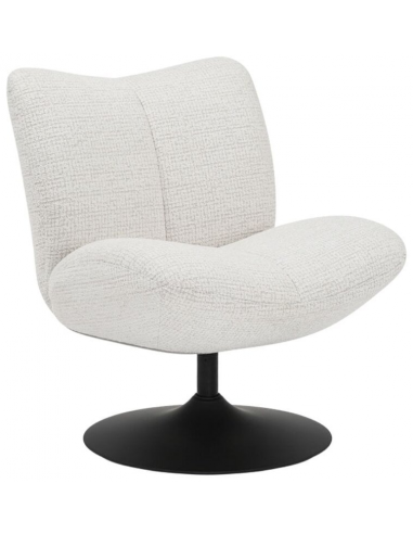 MOIRA Loungestol med drejefod i metal og polyester H83 cm - Sort/Beige