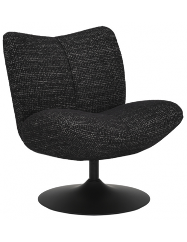 MOIRA Loungestol med drejefod i metal og polyester H83 cm - Sort/Meleret sort