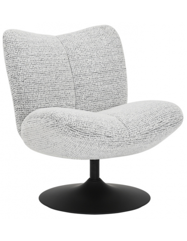 MOIRA Loungestol med drejefod i metal og polyester H83 cm - Sort/Meleret off-white