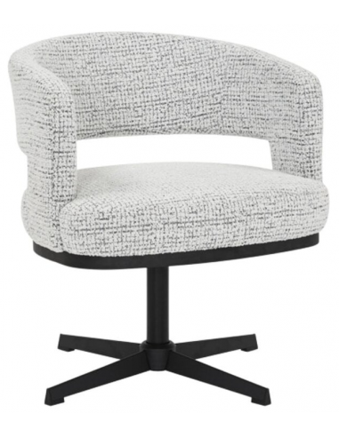 GINO Loungestol med drejefod i metal og polyester H73 cm - Sort/Meleret off-white