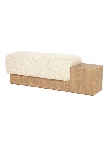GEORGE Bænk i egetræsfinér og bouclé polyester 133 x 50 cm - Eg/Beige