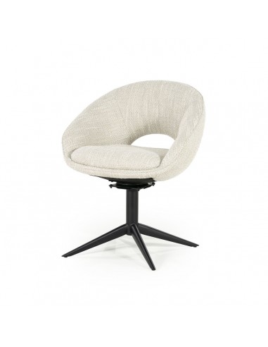 NOL Spisebordsstol med drejefod i stål og bouclé polyester H81 cm - Sort/Beige