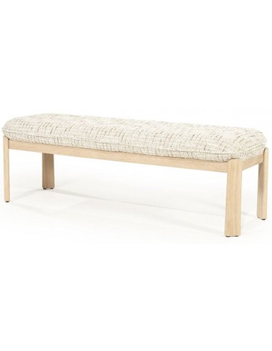 LOTTIE Bænk i egetræ og bouclé polyester 143 x 48 cm - Eg/Meleret beige