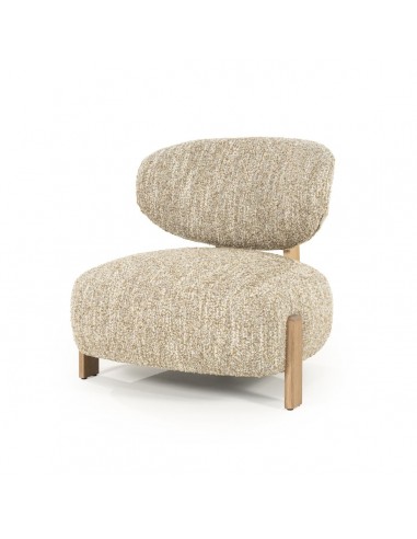 REZA Lænestol i egetræ og bouclé polyester H77 cm - Eg/Beige