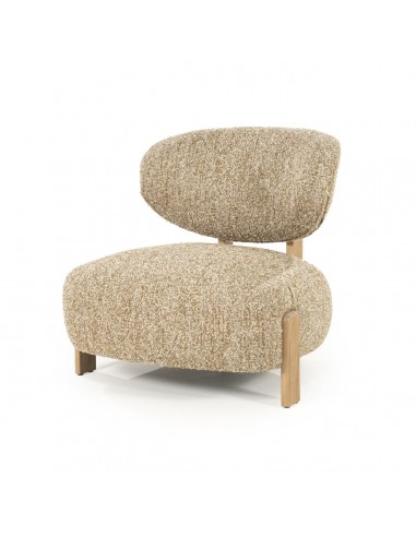 REZA Lænestol i egetræ og bouclé polyester H77 cm - Eg/Taupe