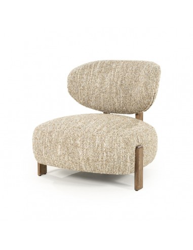 REZA Lænestol i egetræ og bouclé polyester H77 cm - Brun/Beige