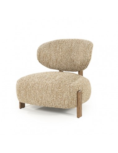 REZA Lænestol i egetræ og bouclé polyester H77 cm - Brun/Taupe