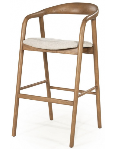 Rayven høj barstol i asktræ og polyester H104 cm - Lysebrun/Beige