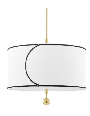 ZARA Loftlampe i stål og linned Ø61 cm 3 x E27 - Aldret messing/Hvid/Sort