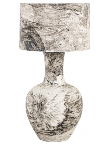 CECILE Bordlampe i jern H78 x Ø40 cm 1 x E27 - Sort og hvid marmoriseret