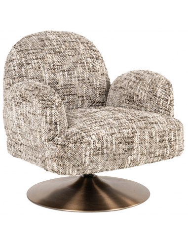 KAGNEY Lænestol med drejefod i stål og bouclé polyester H78 cm - Brunet/Meleret brun