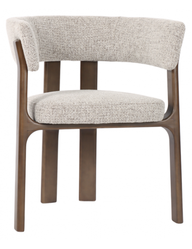 CONTIGO Spisebordsstol med armlæn i bøgetræ og polyester H75 cm - Mokkabrun/Natur