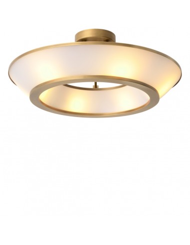 Eichholtz Ferette loftlampe i stål og glas Ø61 cm 6 x E14 - Antik messing/Hvid