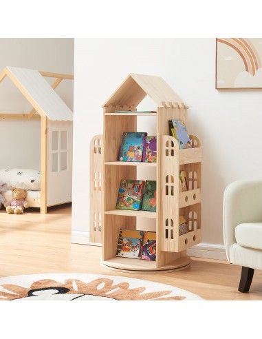 Bogreol på drejefod til børneværelset i fyrretræ H122 x Ø59 cm - Natur