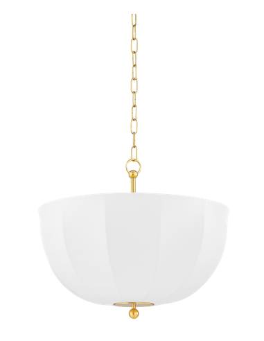 MESHELLE Loftlampe i stål og linned Ø51,5 cm 1 x E27 - Aldret messing/Natur