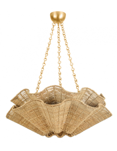 HAYWORTH Lysekrone i stål og fiberreb Ø76,7 cm 6 x E14 - Antik bladguld/Natur