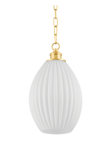 HILLARY Loftlampe i stål og opalglas Ø22,86 cm 1 x E27 - Aldret messing/Opalhvid