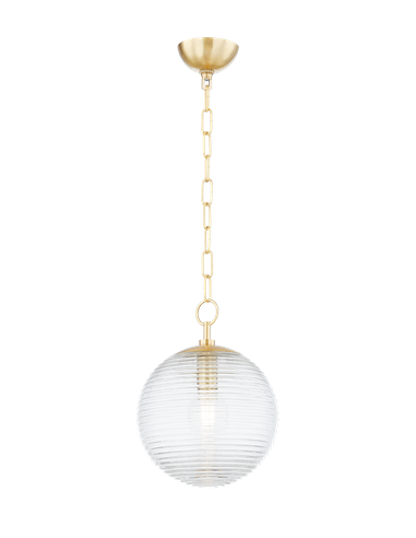 SARA Loftlampe i stål og glas Ø26,5 cm 1 x E27 - Aldret messing/Klar