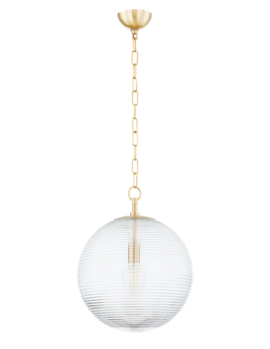 SARA Loftlampe i stål og glas Ø38,3 cm 1 x E27 - Aldret messing/Klar