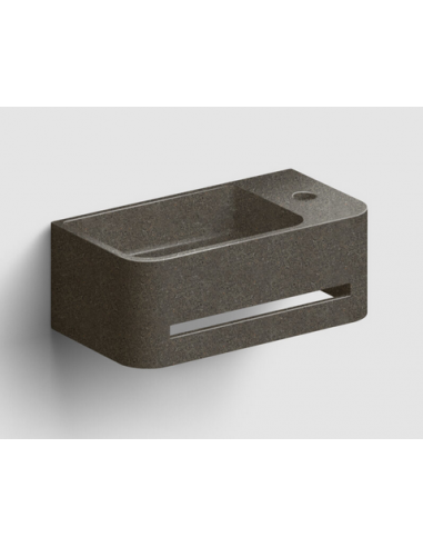 INBE Håndvask m/håndklædeholder i microrazzo beton 43 x 23 cm - Antracit