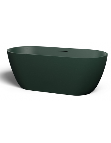 INBE fritstående badekar i solite sten 170 x 75 cm - Mat mørkegrøn