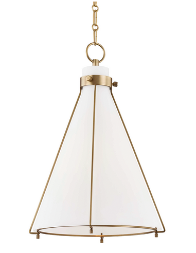 ELDRIDGE Loftlampe i stål og glas Ø39,4 cm 1 x E27 - Aldret messing/Opalhvid