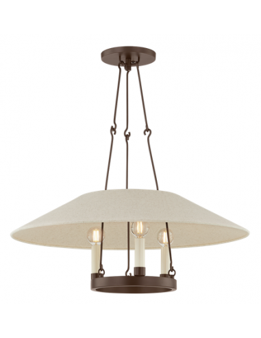 ARCHIVE Lysekrone i stål og linned Ø63,5 cm 3 x E14 - Antik bronze/Natur