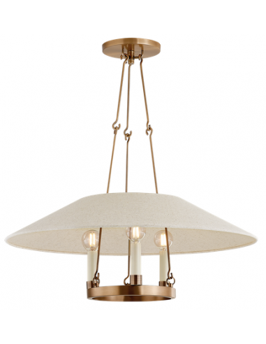 ARCHIVE Lysekrone i stål og linned Ø63,5 cm 3 x E14 - Patineret messing/Natur