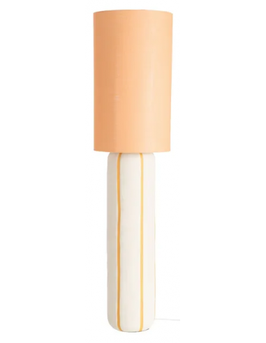 Gulvlampe i keramik og tekstil H122,5 cm 1 x E27 - Hvid/Orange