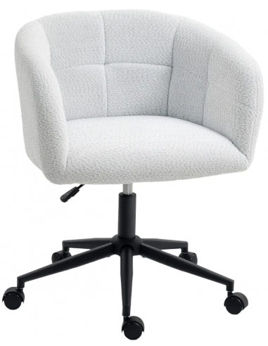 Kontorstol i teddy plys polyester H75 - 85 cm - Sort/Lys creme