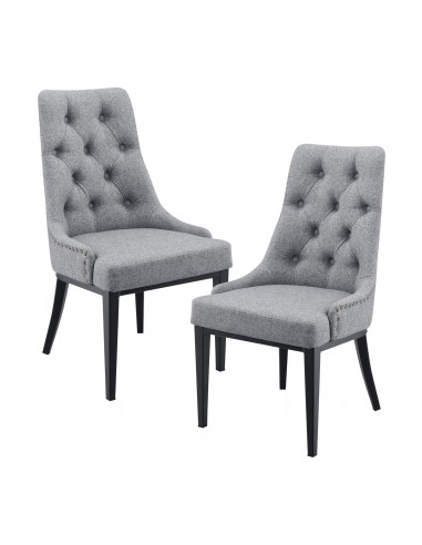Sæt med 2 x spisebordsstole i metal og polyester H100 cm - Sort/Grå