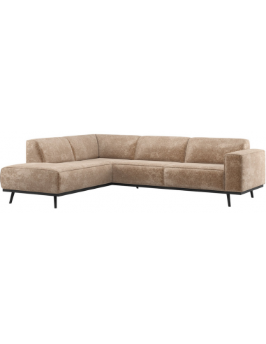 STATE Hjørnesofa i birketræ og chenille velour 274 x 210 cm - Sort/Taupe